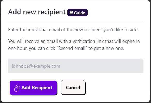 Add new recipient