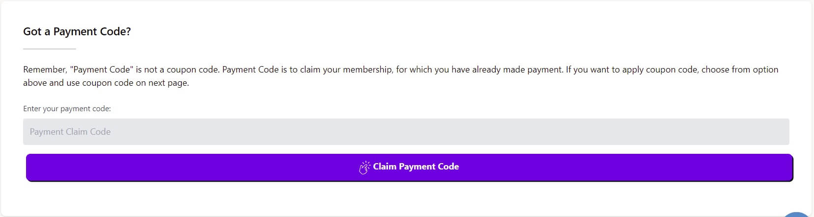 Claim Payment Code